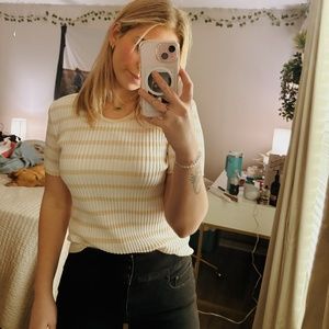 Vintage beige and white striped CHANEL top